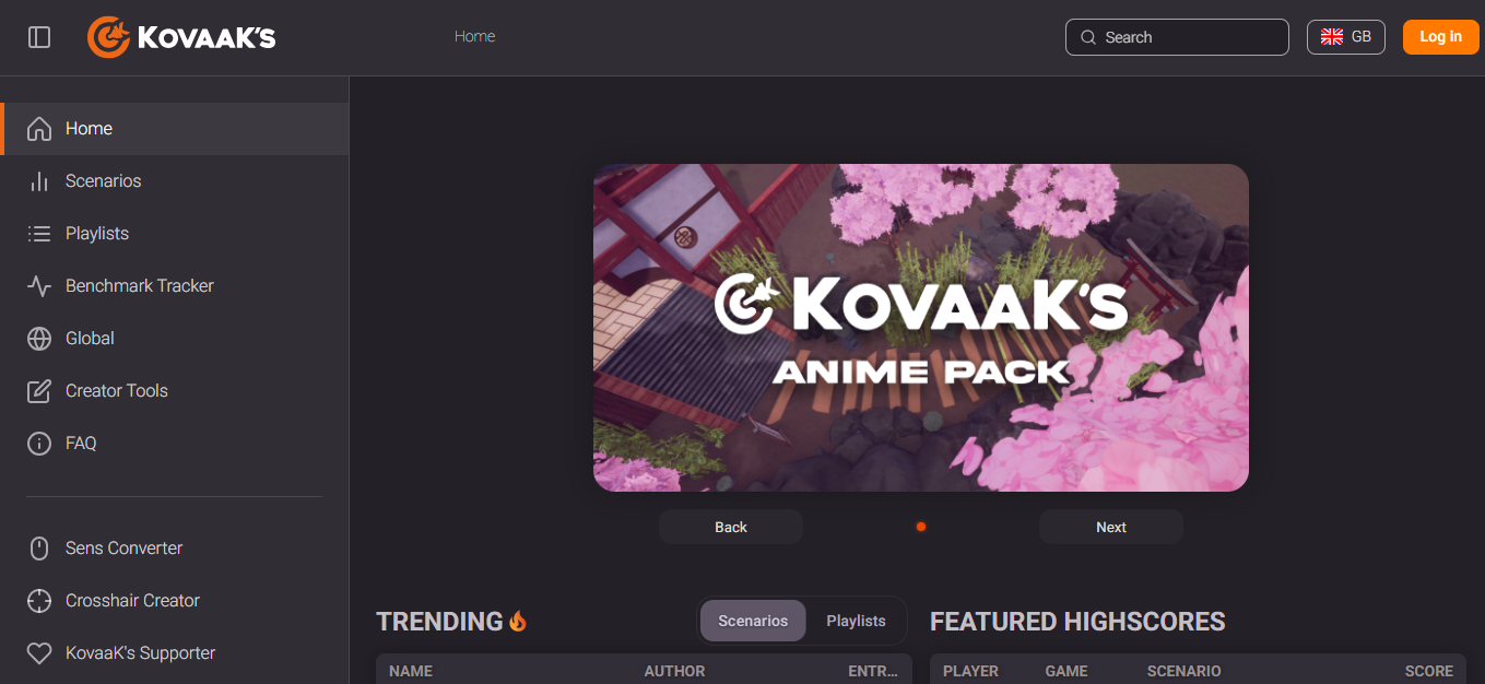 Dedicated Aim Trainer Kovaak